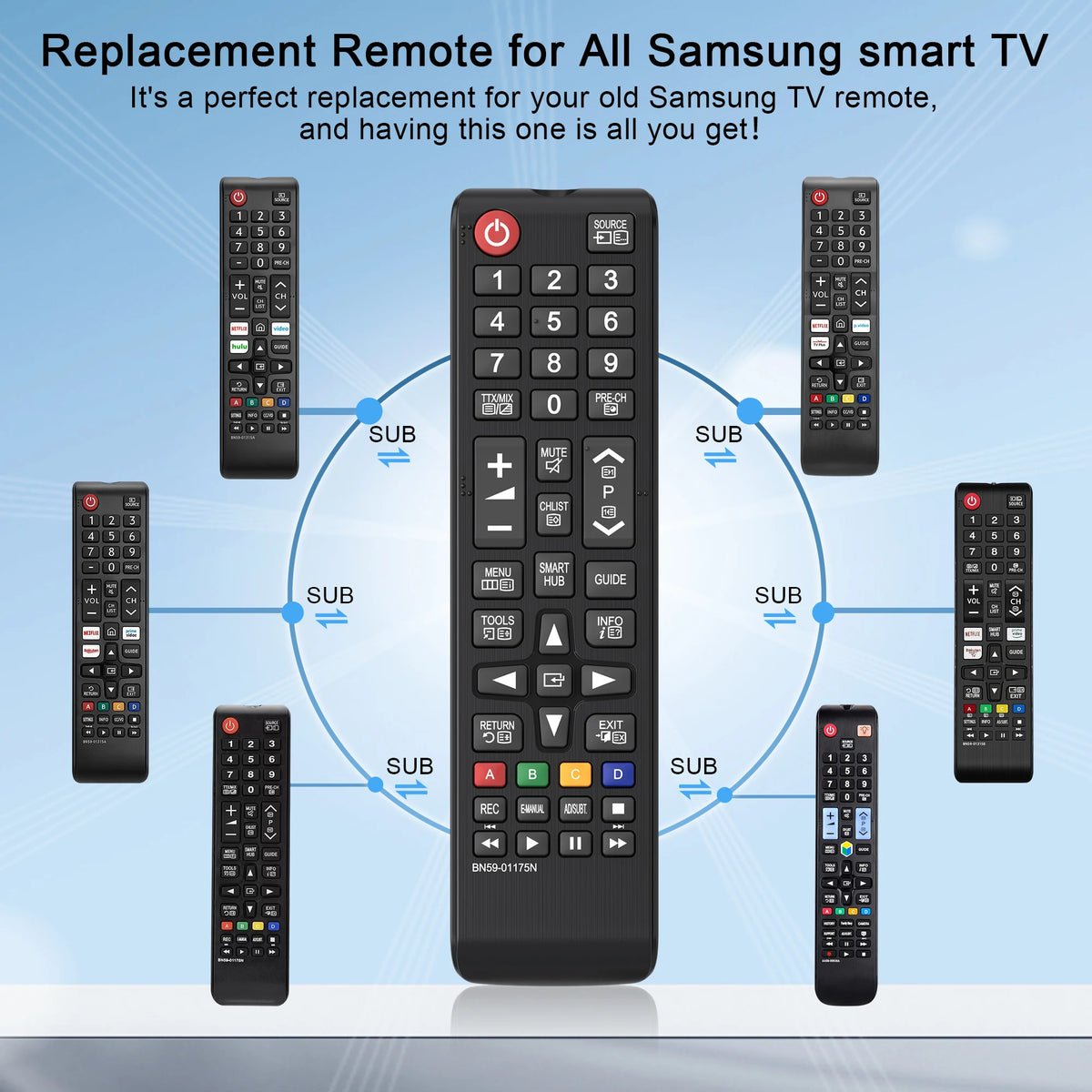 BN59-01175N Universal Remote Control Replacement For Samsung