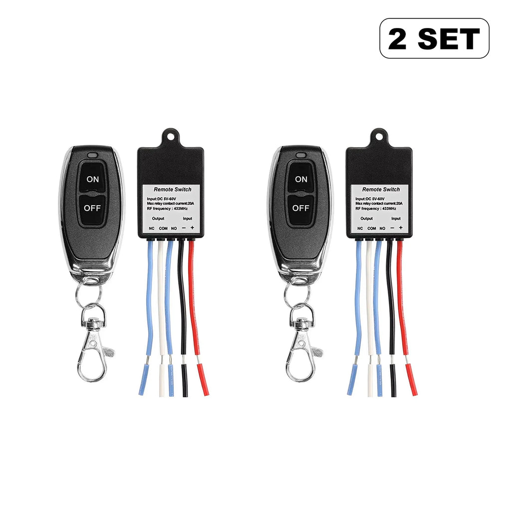 433MHz Wireless Remote Control Switch Relay DC 5V-60V Transmitter Remote Control Dry Contact Relay Gate Door Light Controls