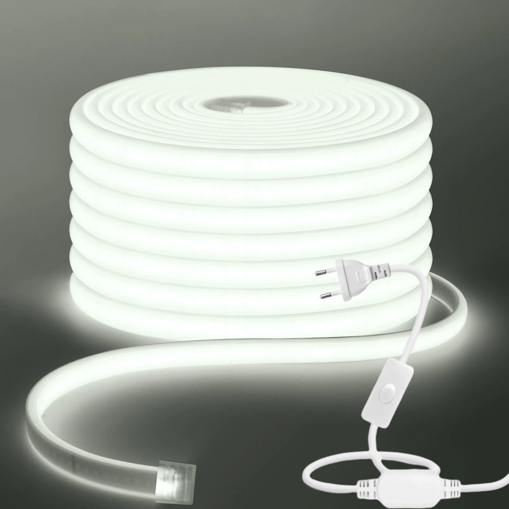 COB LED Strip Light With EU Switch/Dimmer Plug 220V 230V 240V Waterproof IP65 Tape Kitchen Cabinet Lamp 3000K 4000K 6000K Ribbon