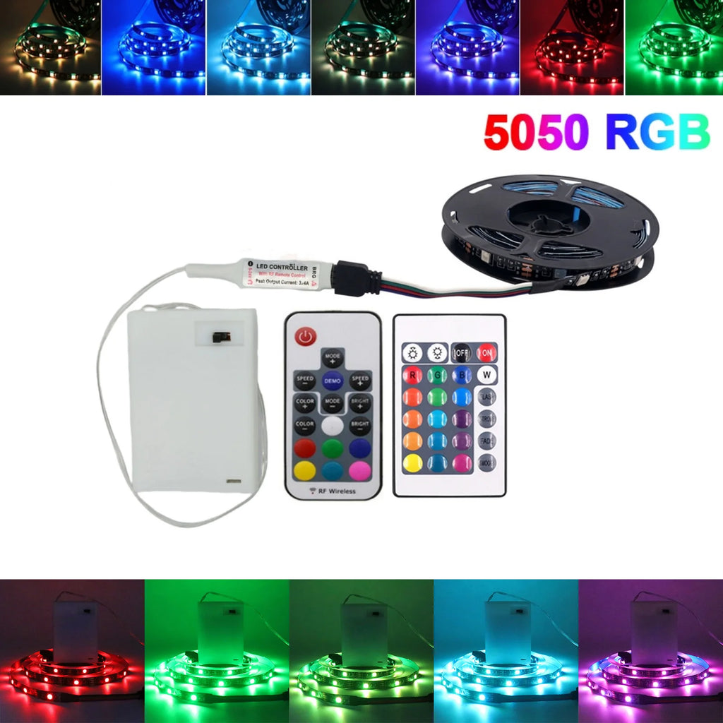 1m 2m 3m 4m 5m LED Strip Light 3AA Battery Power RGB 5V 5050
