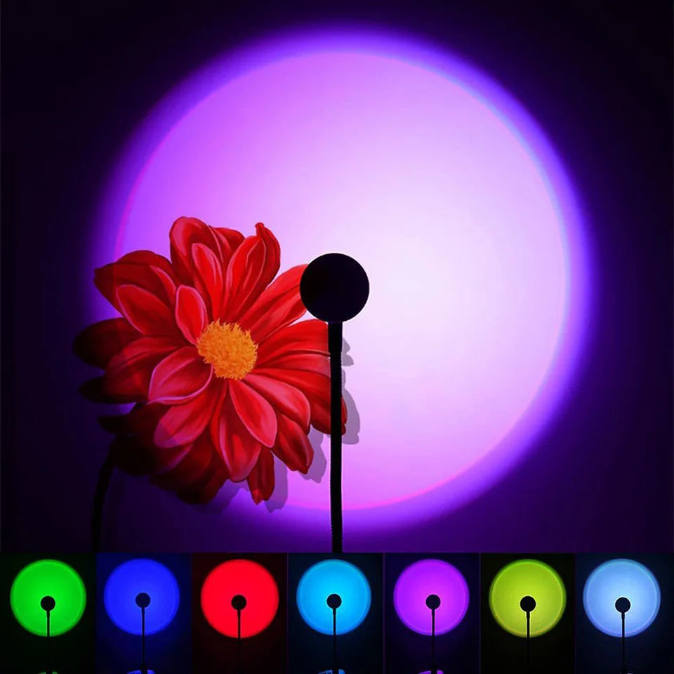 USB Sunset Lamp LED Rainbow Neon Night Light Projector Photo