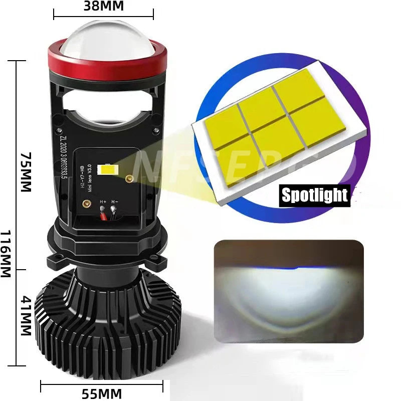 120W Y7S Lamp H4 LED Mini Projector Lens 3000K+4300K+6000K A