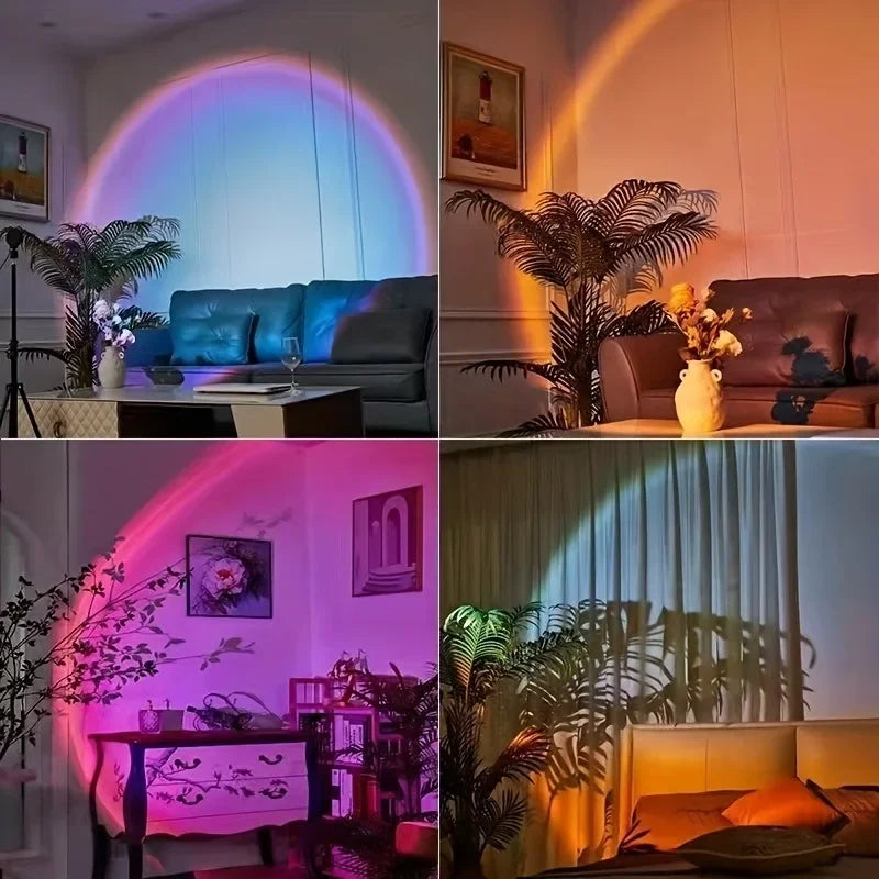 USB LED Projector Night Light RGB Sunset Atmosphere Night Li