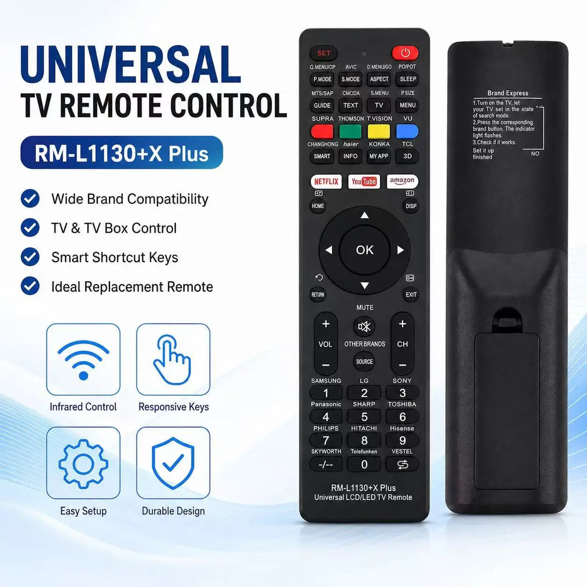 Universal Replacement Remote Control RM-L1130+X Plus for All