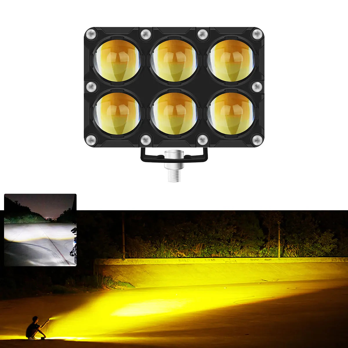 6/8/10 Lens Auxiliary Motorcycle Spotlight Working Fog Lights Bulb Projector Headlight Additional Electric Driving Spot Lamp 12V