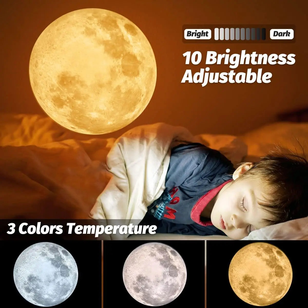 Upgrade Non-Fade Moon Projector Night Light USB 3 Lighting C