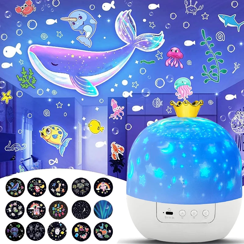 Crown Star Light Projection Rotating Star Bedroom Ceiling At