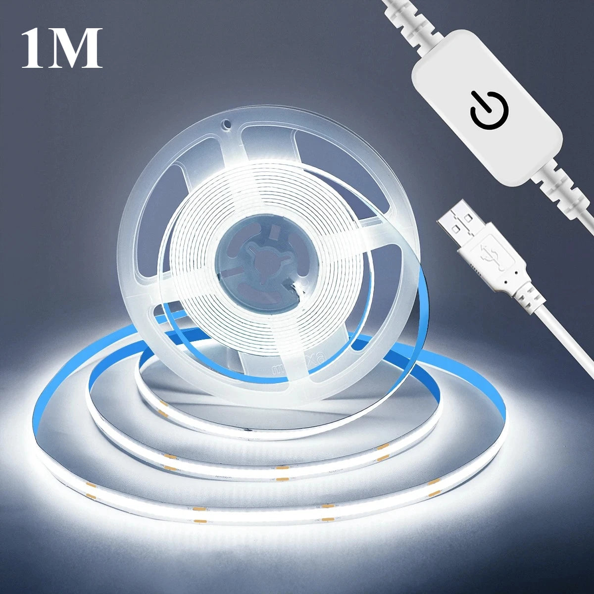 USB High Density COB LED Strip Touch Dimmer No Dark Spot Flexible Self Adhesive Linear Light For Mirror TV Backlight DIY Decor