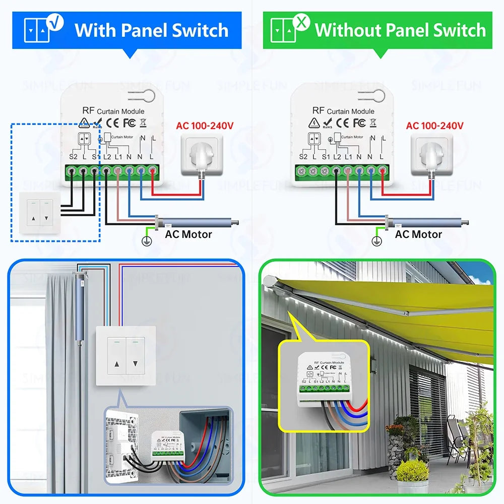 433Mhz 110V 220V Curtain Roller Shutter Wireless Switch and 
