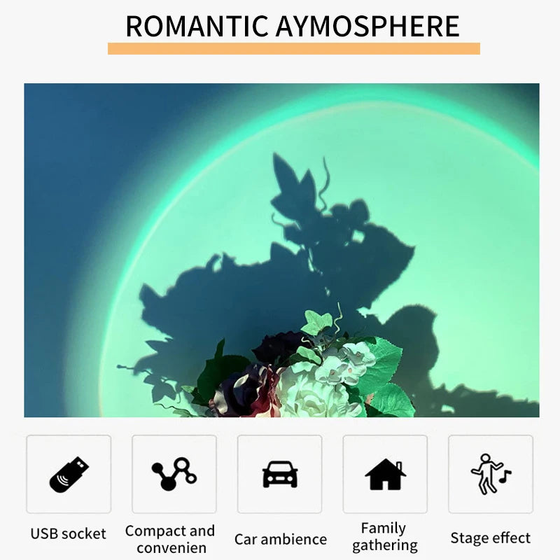 USB LED Sunset Lamp Ambient light Projector Photography Wall