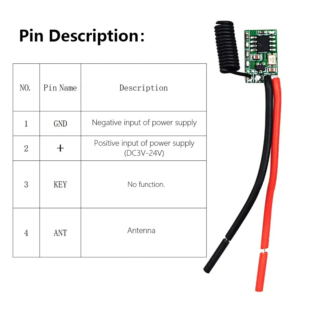 433Mhz RF Wireless Transmitter Modul Mini DC 12V 3V 5V 24V L