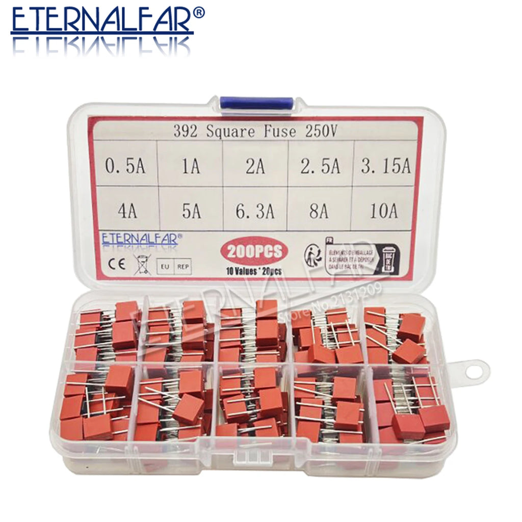 392 Plastic T2A Square Fuse T500MA T1A T2.5A T3.15A T4A T5A 
