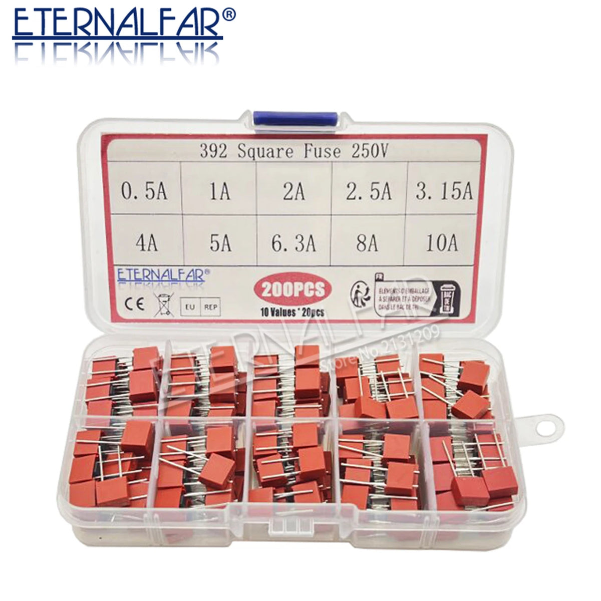 392 Plastic T2A Square Fuse T500MA T1A T2.5A T3.15A T4A T5A 