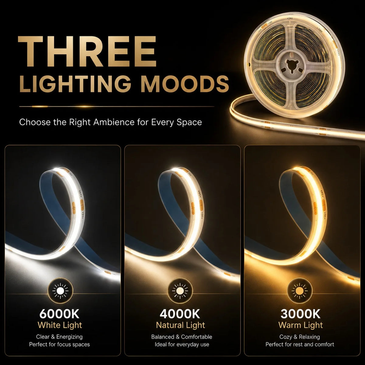 USB High Density COB LED Strip Touch Dimmer No Dark Spot Fle