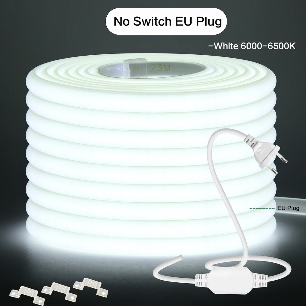 220V Dimmable COB LED Neon Strip Light With Switch/Dimmer Plug Waterproof 288Leds/M High Quality Neon Strip Garden Home Lighting