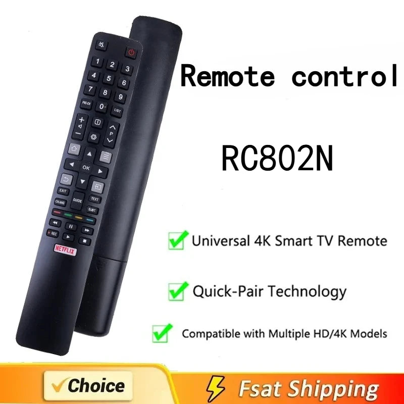 Universal Replacement FOR TCL TV Remote Control RC802N For T