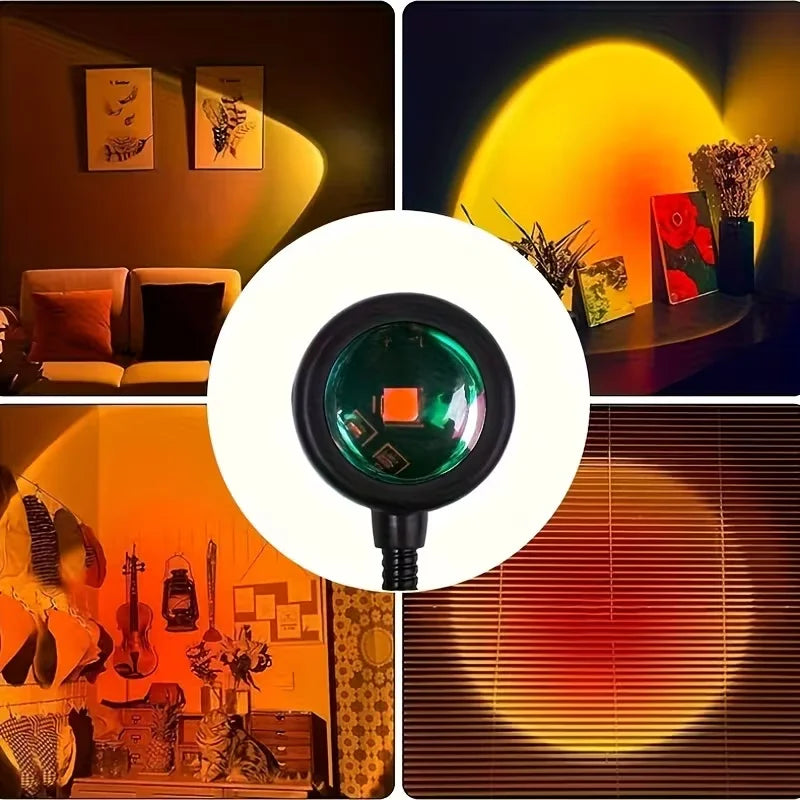 Sunset Projector LED Lamp Art Deco Style Metal and Crystal U