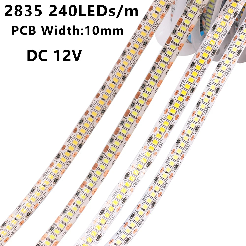 DC 5V 12V 24V Led Strip SMD 2835 120 180 240 LEDs/m Diode Tape 3mm 4mm 8mm 10mm PCB Flexible LED Ribbon TV Backlight for Bedroom