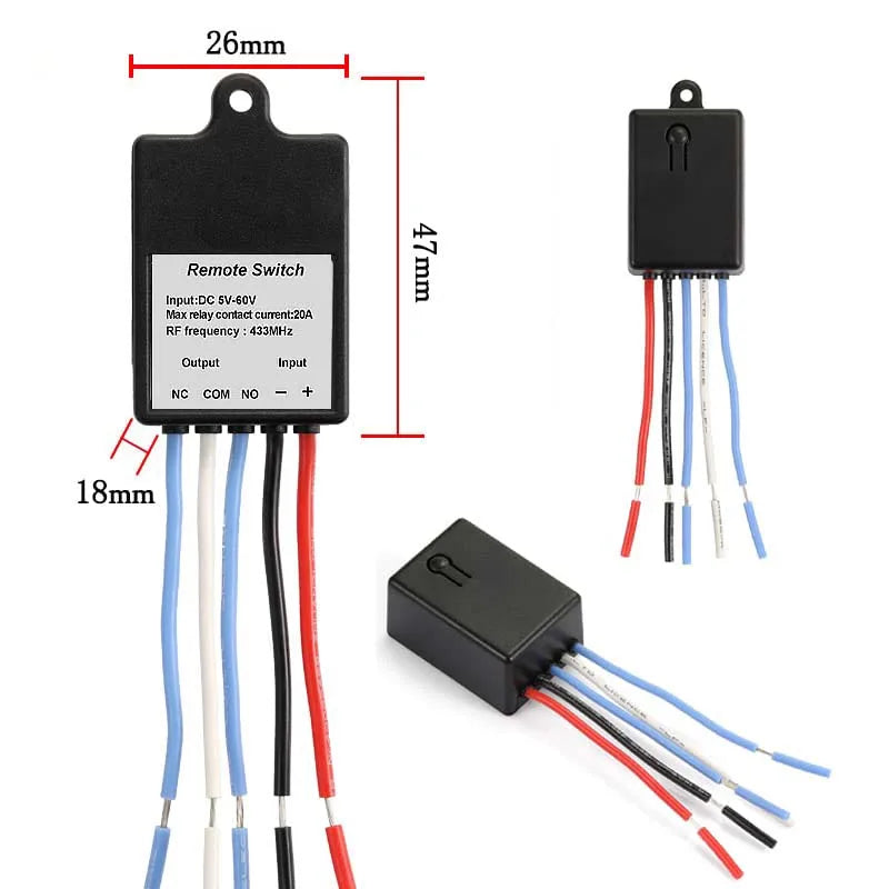 433MHz Wireless Remote Control Switch Relay DC 5V-60V Transm