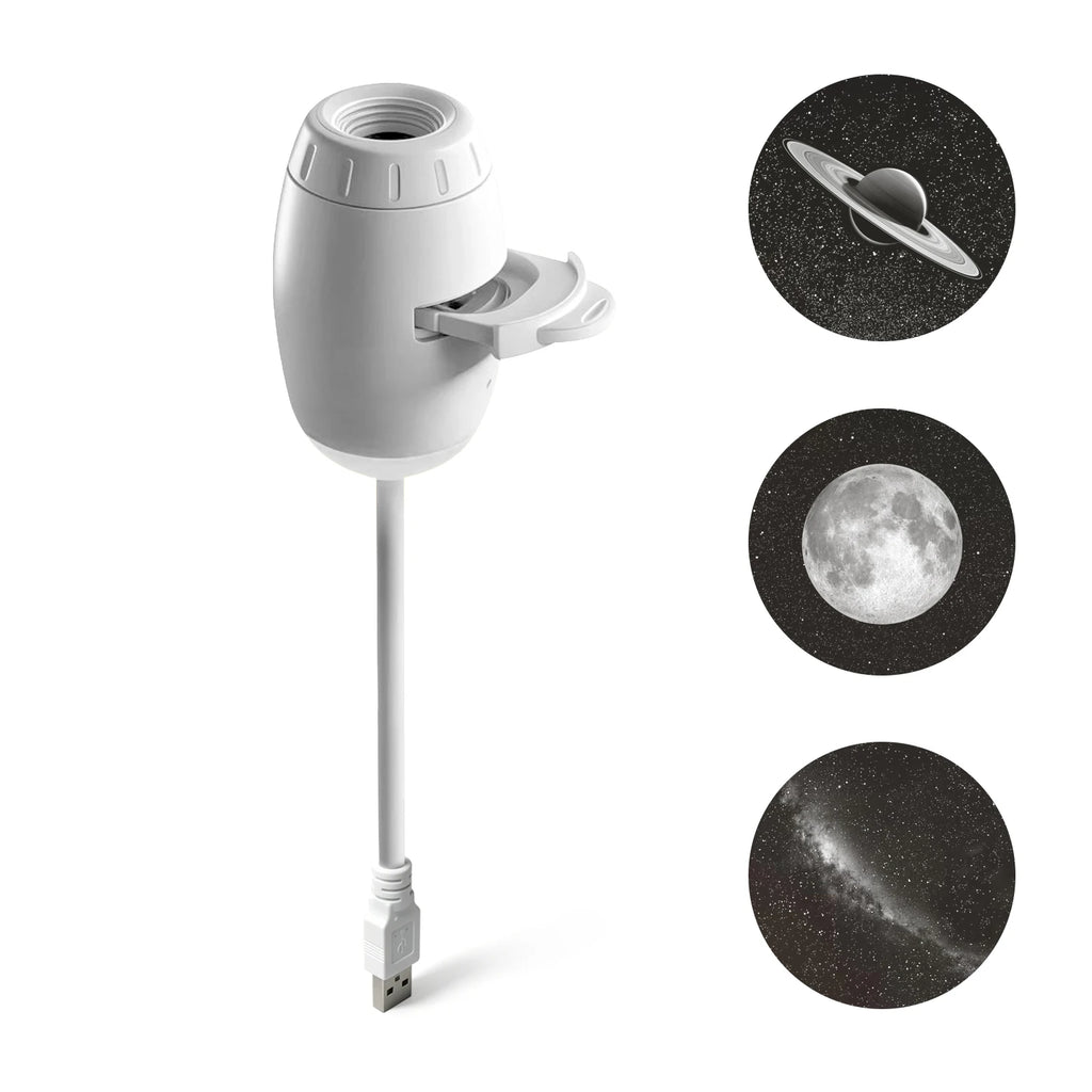 USB Mini Galaxy Projector Night Light 2-in-1 Starry Sky Ambient Lamp with Replaceable Films Home Car Decor Gift for Adults Kid