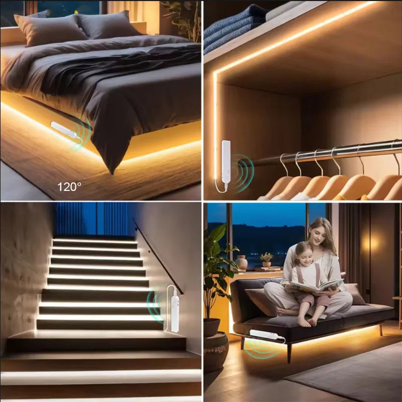 COB LED Strip Light 5V 320LEDs/m PIR Motion Sensor Flexible 