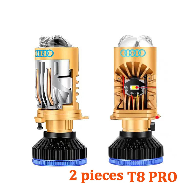 180W Bi LED H4 Headlight Mini Lens Projector 30000LM Auto Lamp High Low Beam Canbus Bulb For Car Motorcycle LHD T8pro
