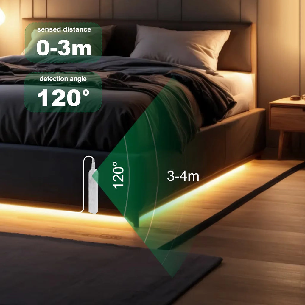 COB LED Strip 8mm Motion Sensor USB/Battery Powered 5V 320LE