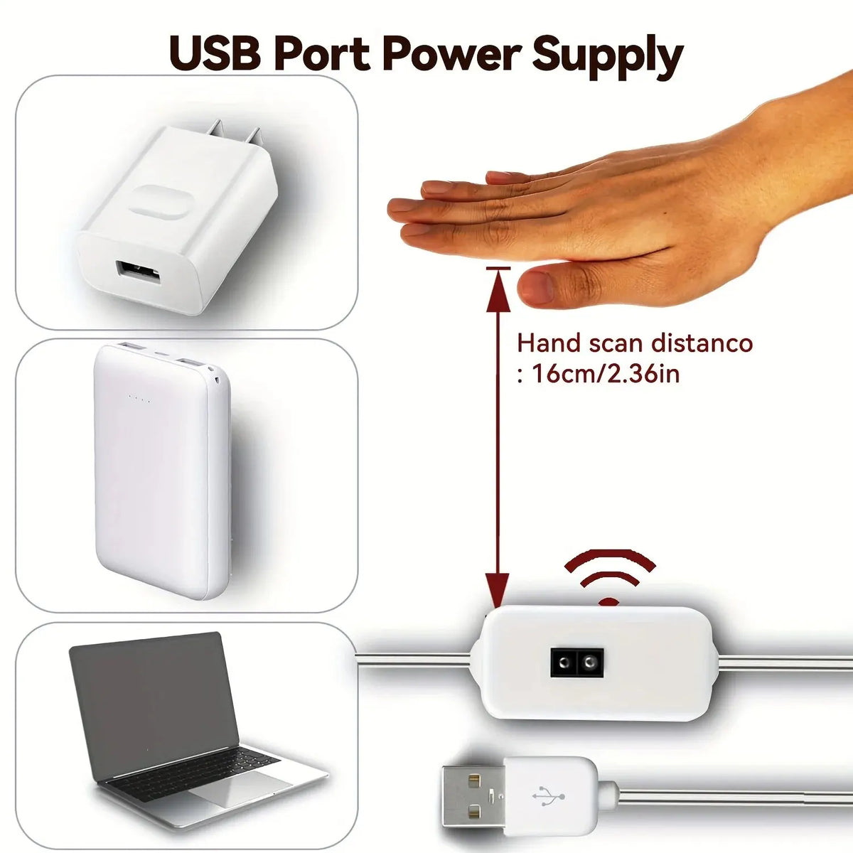 1M DC 5V Night Lights Lamp USB Gesture Sensor Dimmable 60 LE
