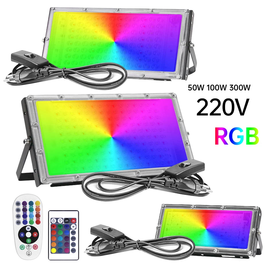 IP65 Waterproof RGB LED Flood Light 50W/100W/300W AC220V Out