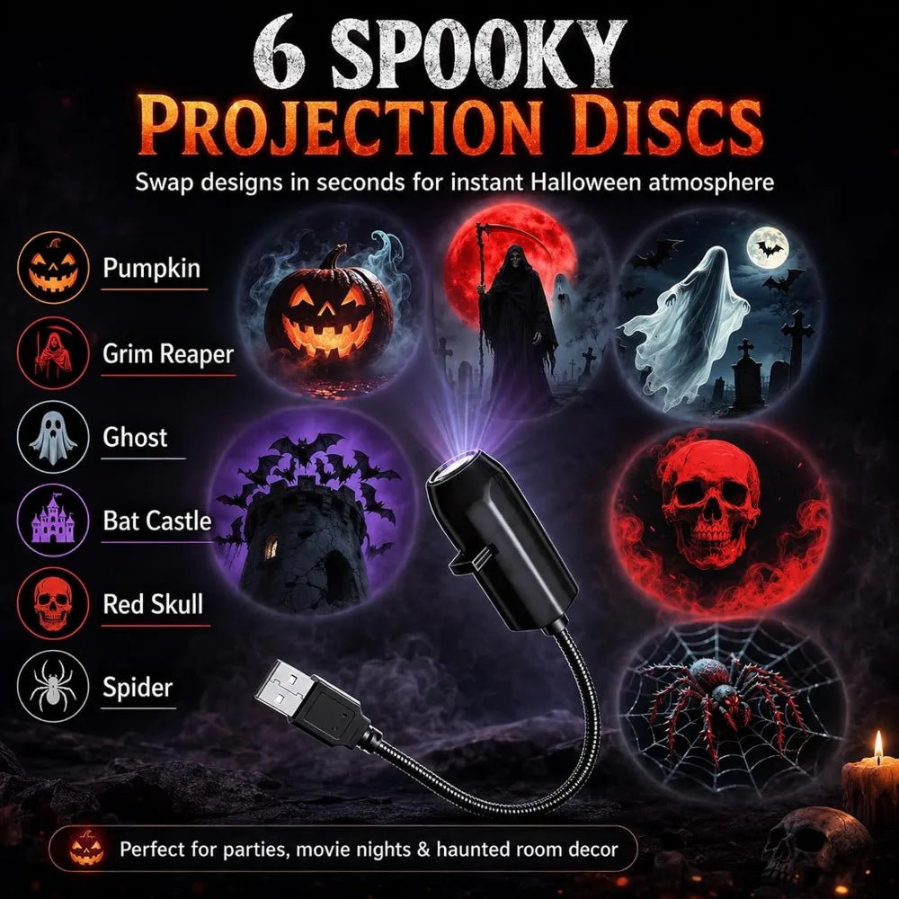 USB Projector Light Halloween Skull NightLight Ghost LED Lam