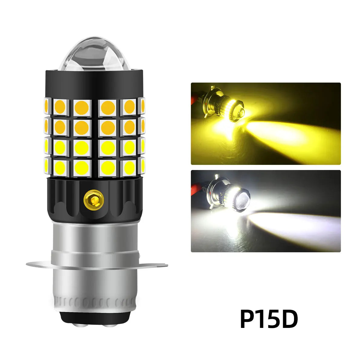 H4 LED P15D BA20D Motorcycle Headlight Bulb CSP Projector Lens White Yellow Hi/Lo Beam Lamp For Moto Scooter Accessories 12V