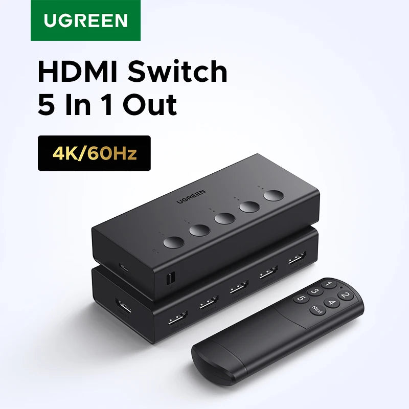 UGREEN HDMI Switch 5 in 1 Out 4K 60Hz HDMI Switcher with Rem