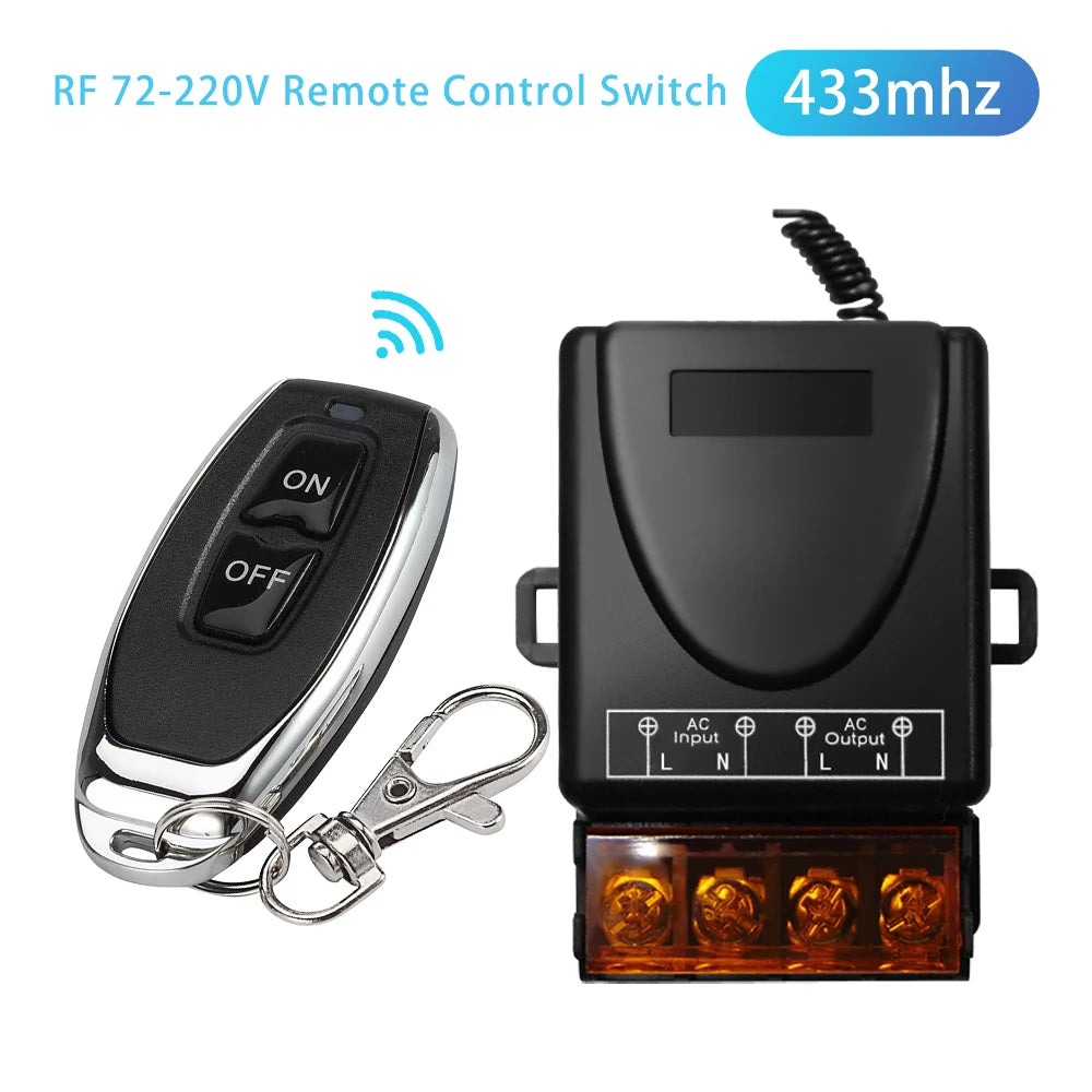 RF 433Mhz Wireless Remote Control Switch AC 72V-220V Relay M