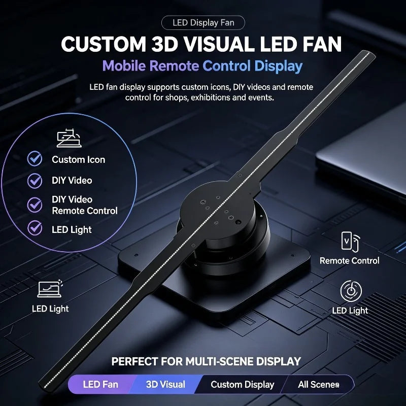 3D Holographic Fan Mobile Remote Control Custom Icon DIY Vid