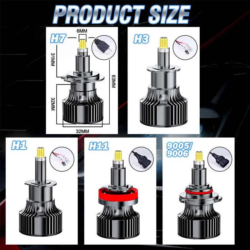 H7 Led 360 CSP For Projector Lens H11 H8 H9 9006 9005 HB3 HB