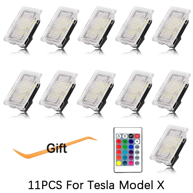 For Tesla RGB LED Lights Bulbs Kit Atmosphere Lamp Projector Trunk Lamp With Remote Control Car Interior for Tesla Model Y 3 X S