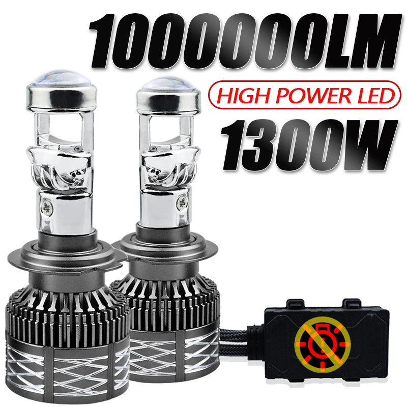 2PCS H7 LED Projector Lens Headlight H7 Car Bulb 6000K 30W/6
