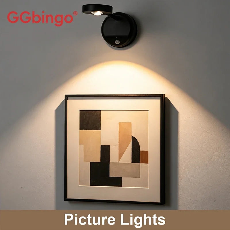 GGbingo Wall Light LED Motion Sensor Spotlight USB Rechargea