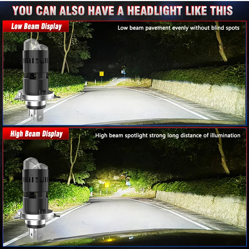 600000LM H4 LED Projector Lens Car Headlight Bulb Mini Bi LE