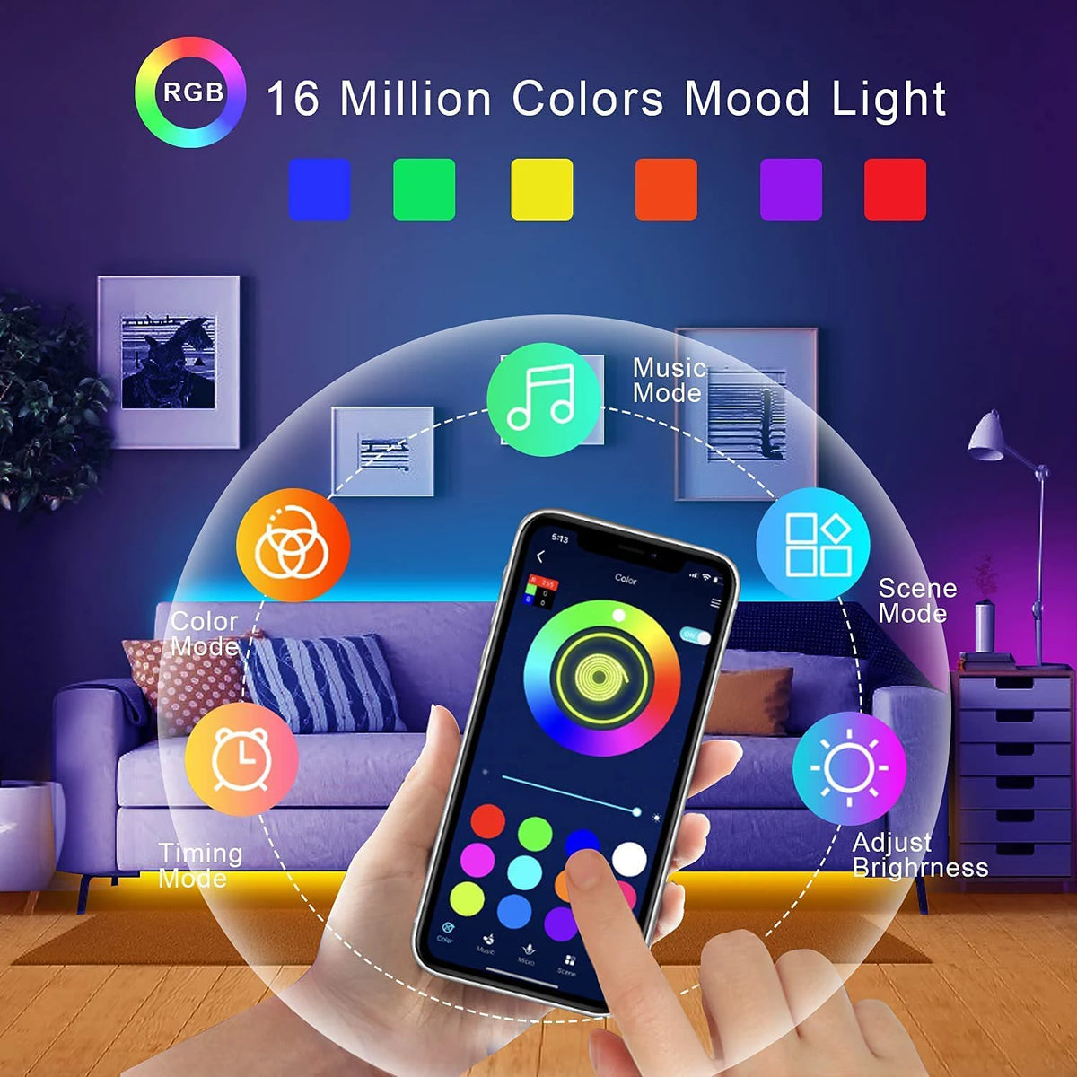 Led Lights for Room RGB Led Strip with Remote Control Color 