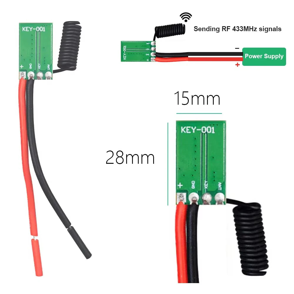 433Mhz RF Wireless Transmitter Modul Mini DC 12V 3V 5V 24V L