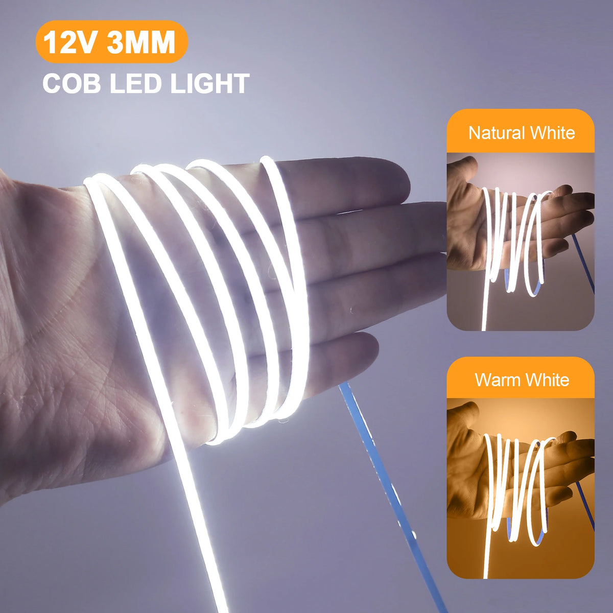 DC 12V COB Strip 320Leds/M Width 3MM 5MM 8MM White/Pink/Red/