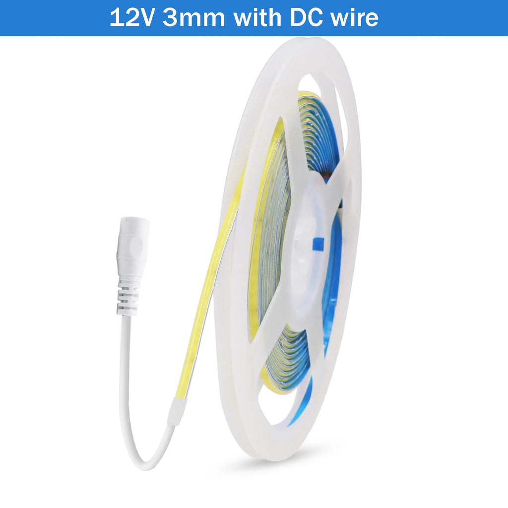 DC5V USB COB LED Strip 3mm 5mm 8mm Width 12V 320LEDs Flexible LED Strip Light with Adhesive High Density Linear Lighting