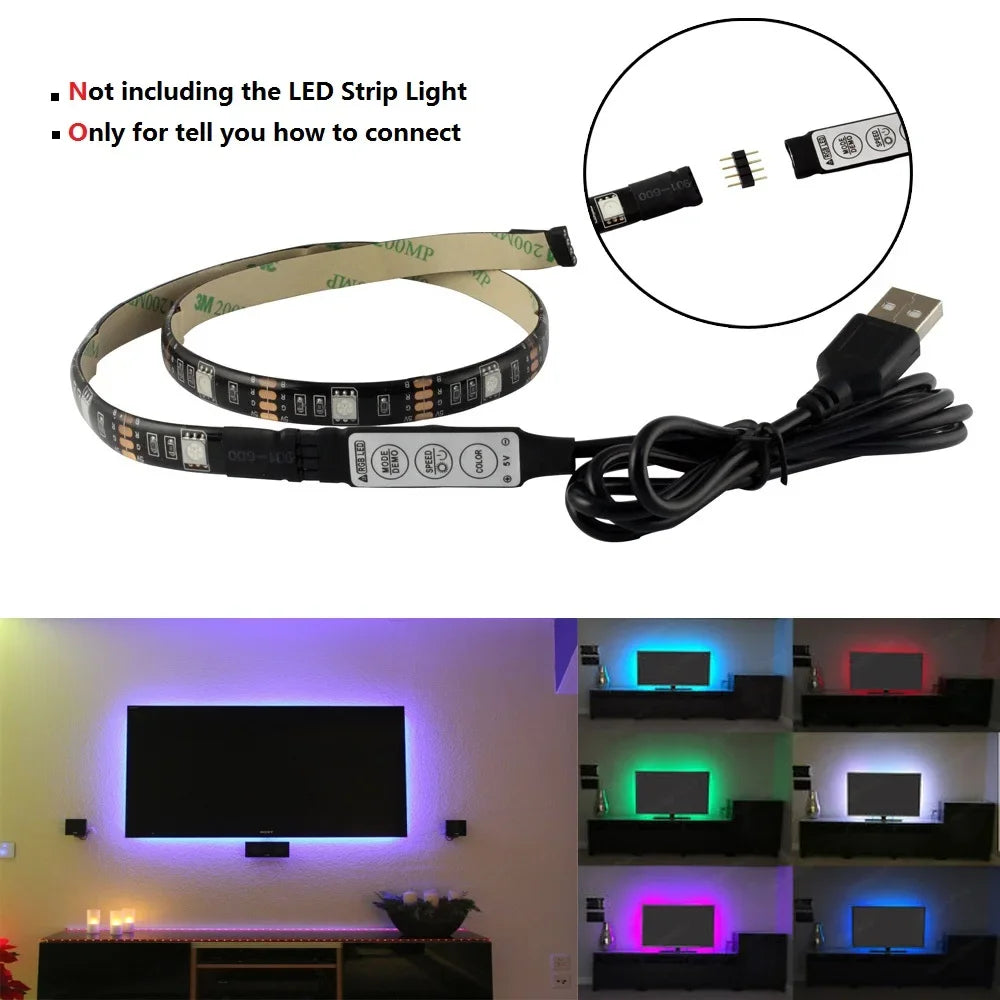 RGB Controller 0.5m 1m 5V USB Connector Cable 4pin Line 3 Ke