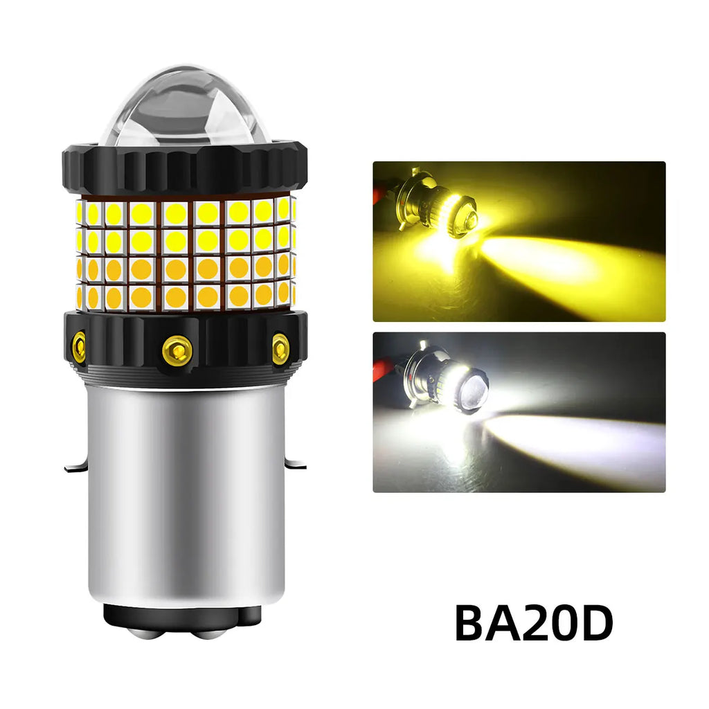 H4 LED P15D BA20D Motorcycle Headlight Bulb CSP Projector Lens White Yellow Hi/Lo Beam Lamp For Moto Scooter Accessories 12V