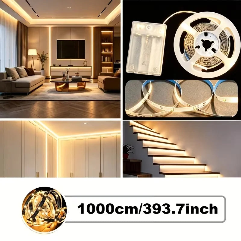 1 Flexible Led Light Strip Low Voltage 5V Battery Box Powered (Battery Not Included) Available in Various Sizes from 1m to 10m Can Be Cut and Glued Warm White Light and Bright White Light Wireless Swi