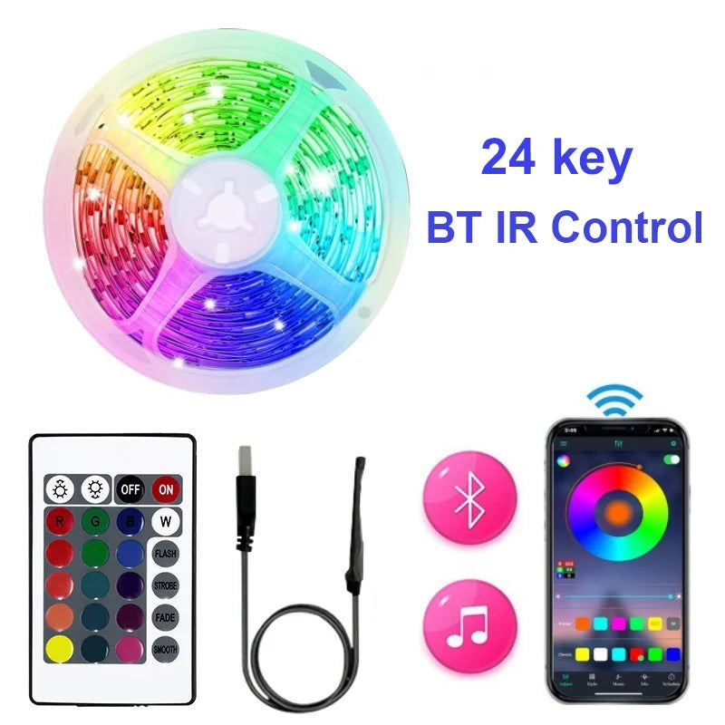 Led Strip Lights with 44 Key Remote Control 1m 5m 10m 20m RGB Tape Led Wall Room for Home Bedroom Party Decor TV Backlight