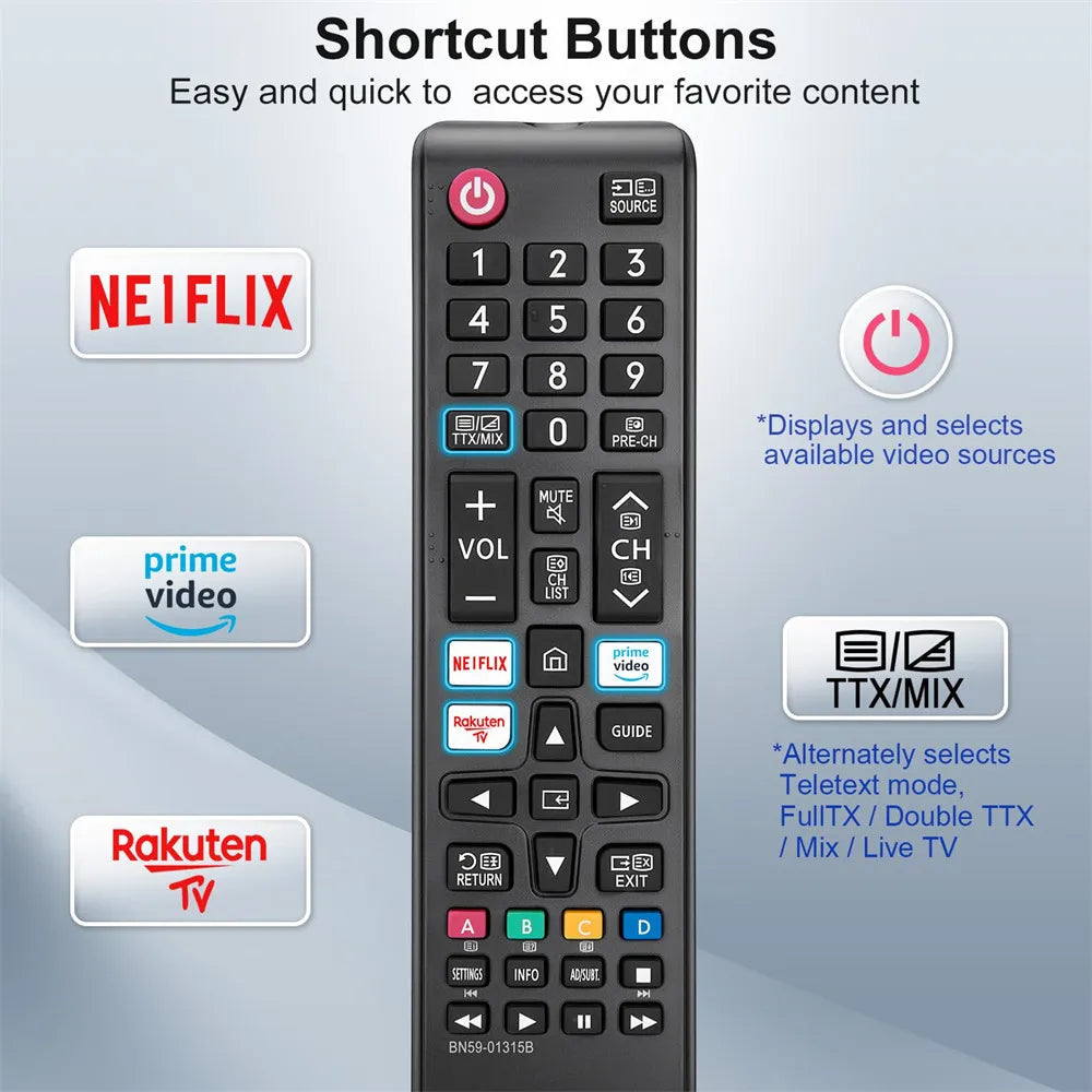 Replacement BN59-01315B Universal Remote Control for Samsung