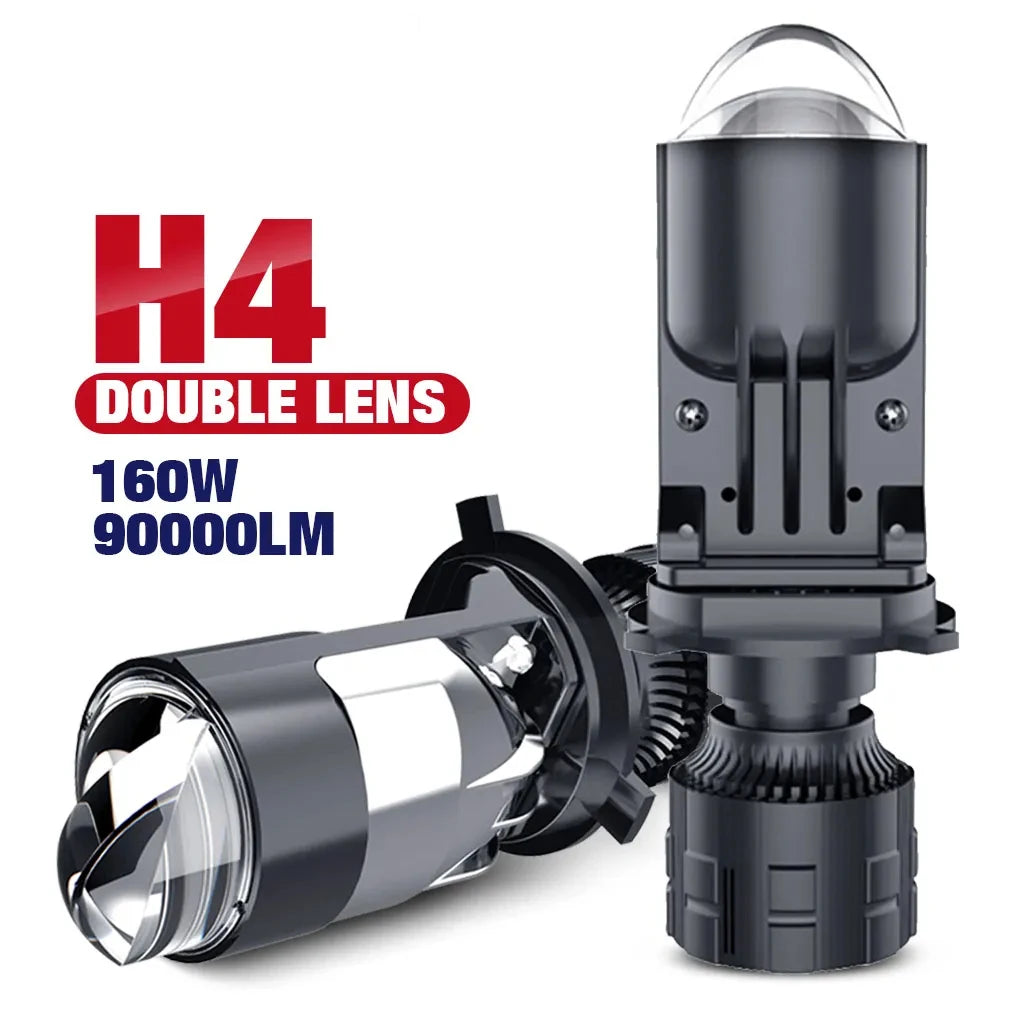 H4 Lens Headlights 160W 90000LM Auto Lamp Mini Lens LED 9003