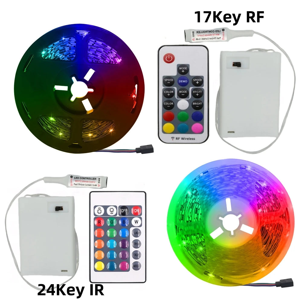 1m 2m 3m 4m 5m LED Strip Light 3AA Battery Power RGB 5V 5050